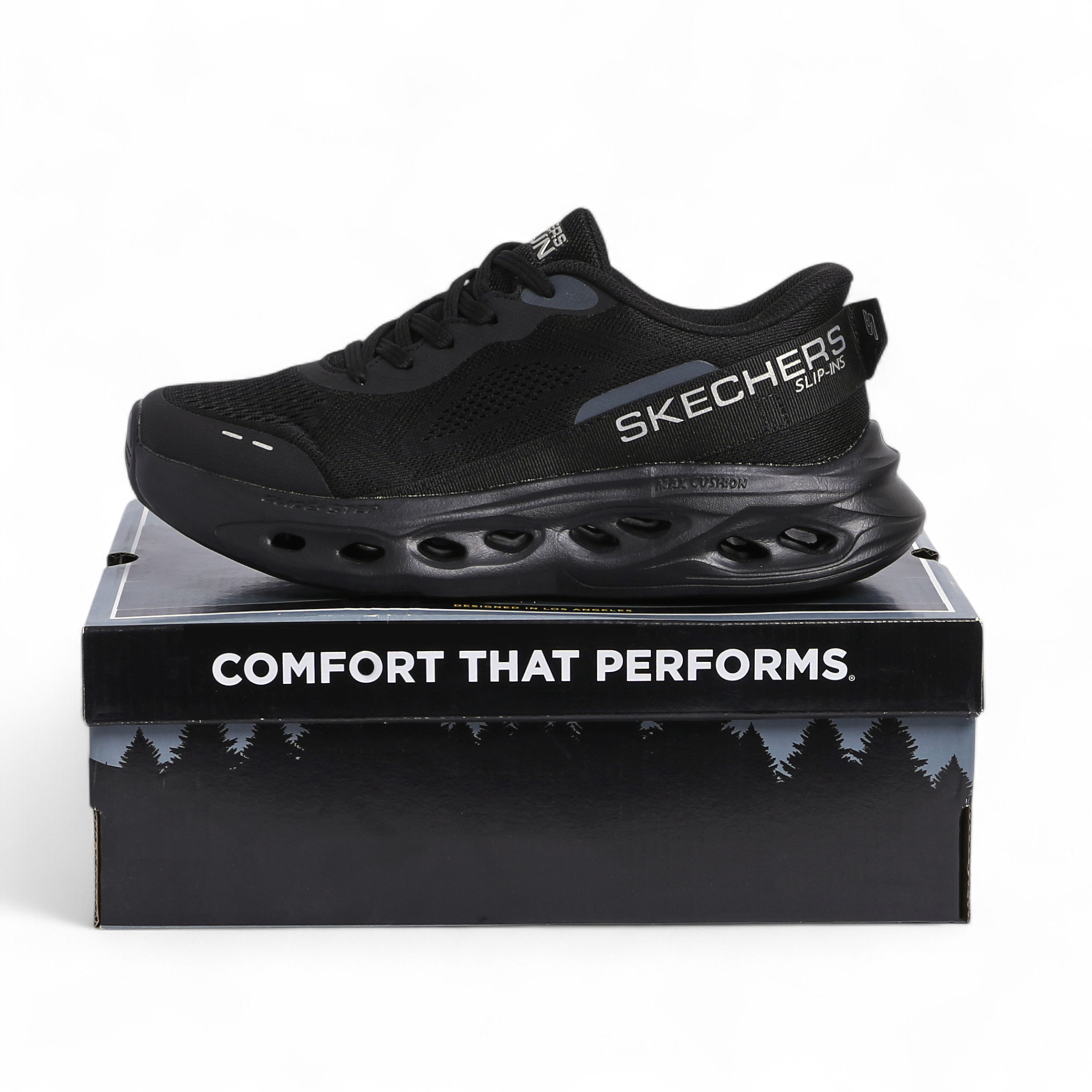 Skechers MAX CUSHIONING GLIDE-STEP – Smooth Comfort & Everyday Performance in Black - Image 4