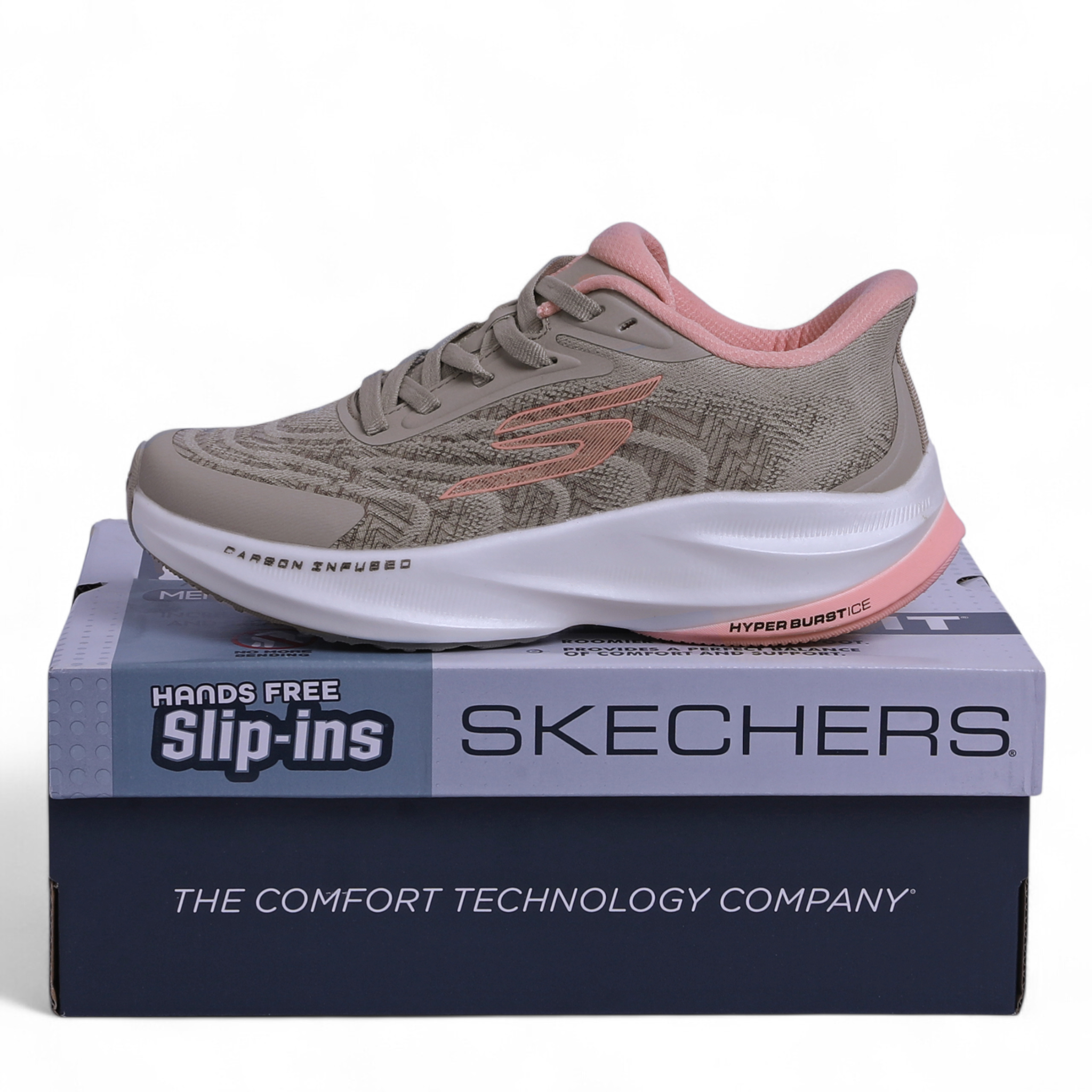 Skechers Slip-Ins – Hyper Burst Ice, Carbon Infused & Hyper Arc Comfort in Beige - Image 3