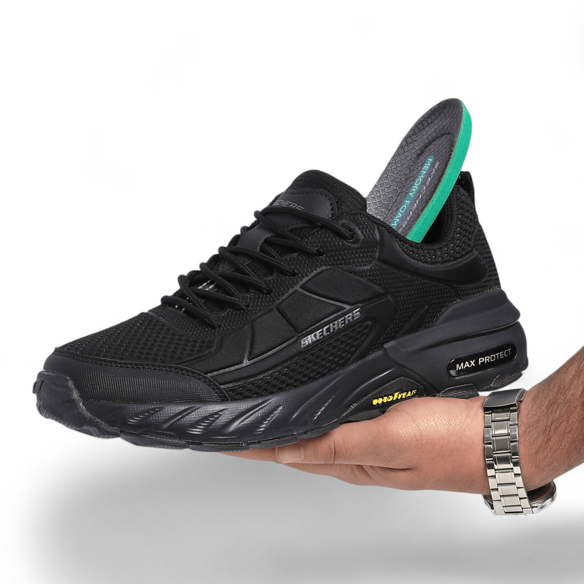 Skechers Max Protect Goodyear Sole in Black - Image 5