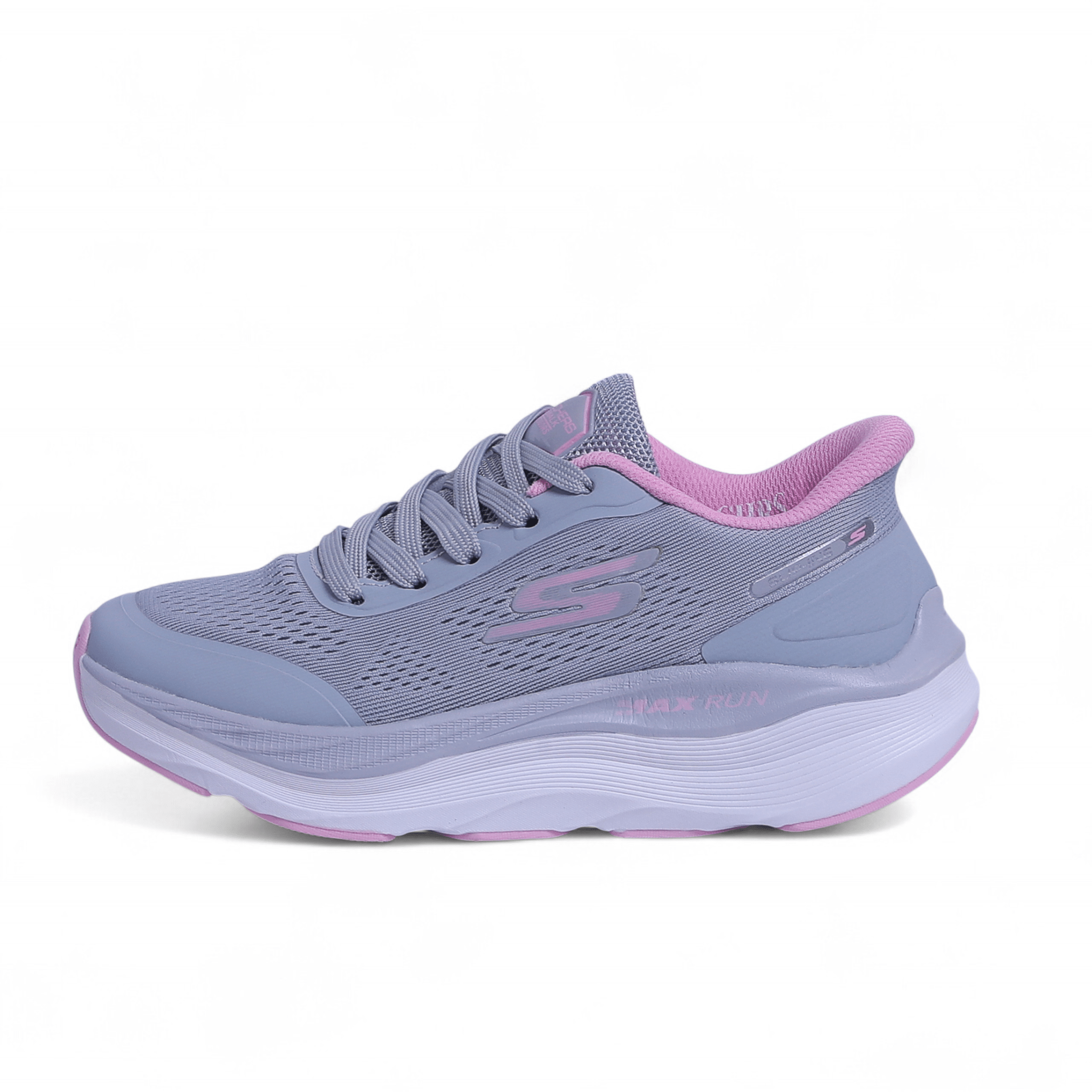 SKECHERS MAX-RUN SLIP-INS –  Comfort & Performance in Grey×pink - Image 1