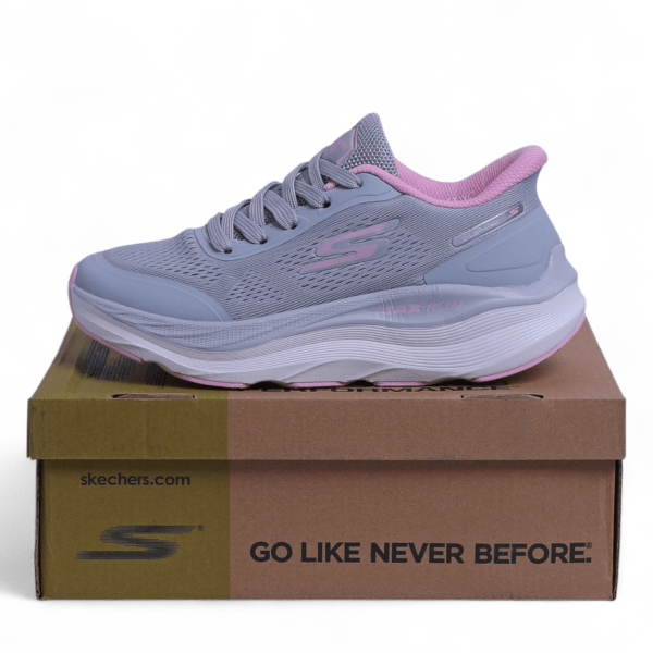 SKECHERS MAX-RUN SLIP-INS –  Comfort & Performance in Grey×pink
