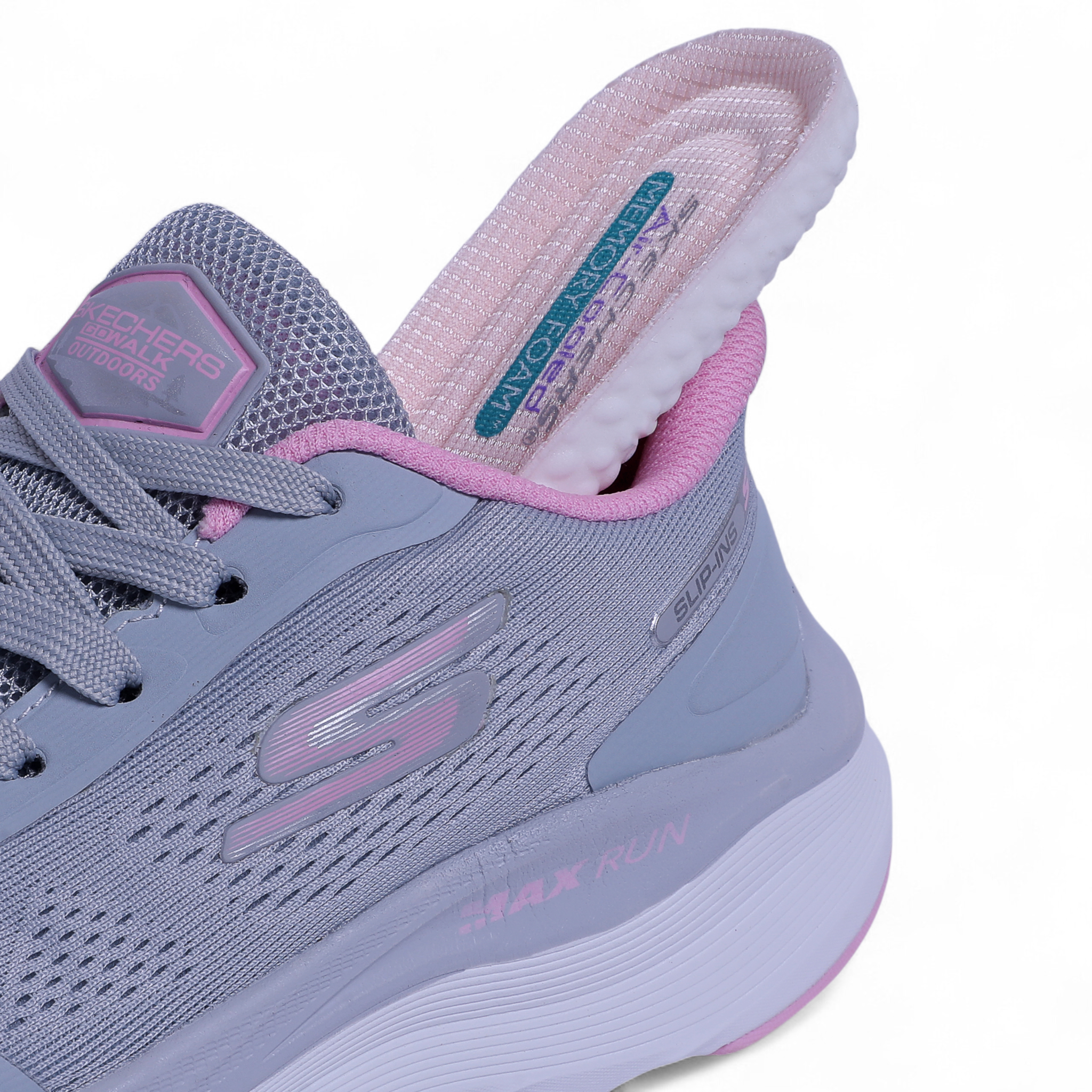 SKECHERS MAX-RUN SLIP-INS –  Comfort & Performance in Grey×pink - Image 5