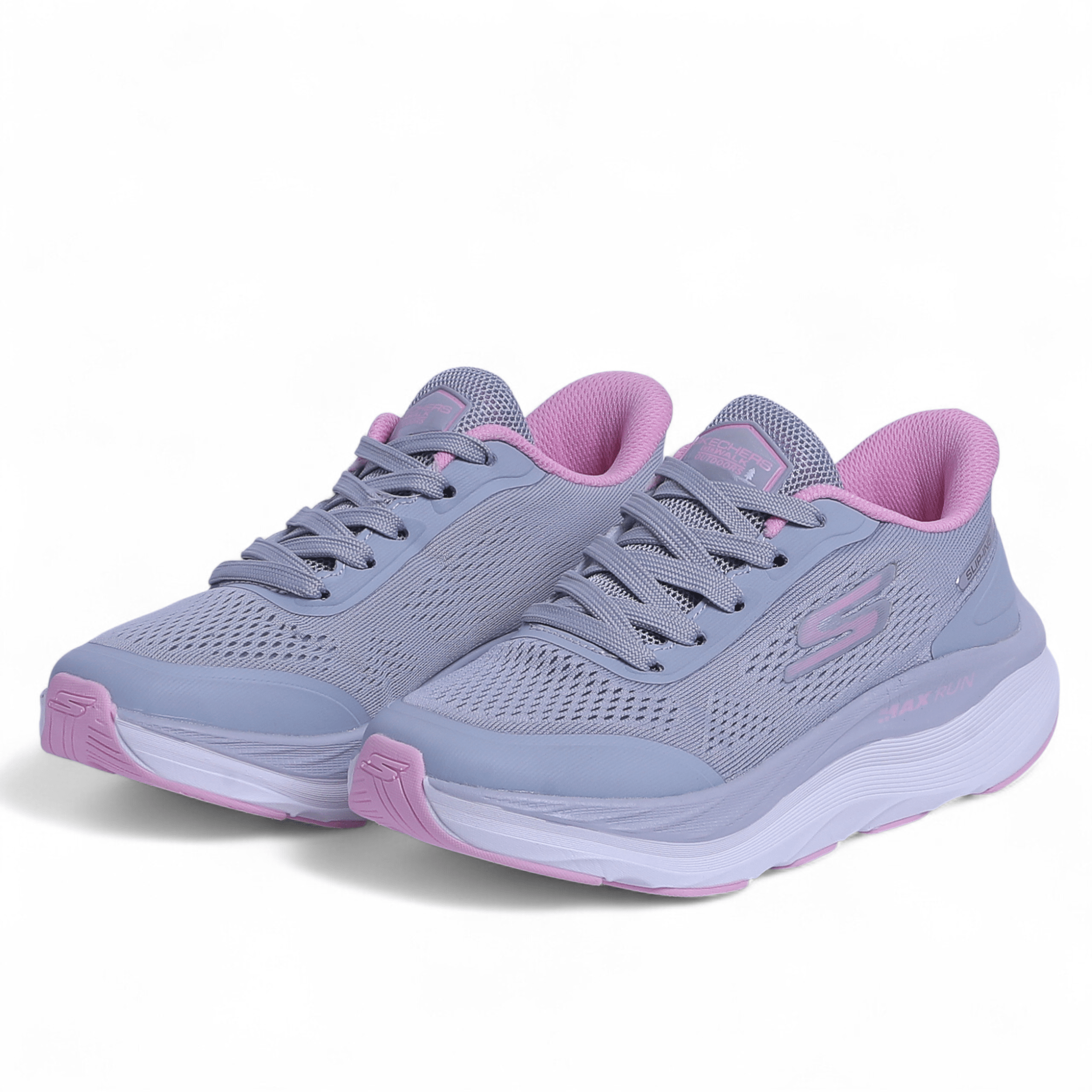 SKECHERS MAX-RUN SLIP-INS –  Comfort & Performance in Grey×pink - Image 2