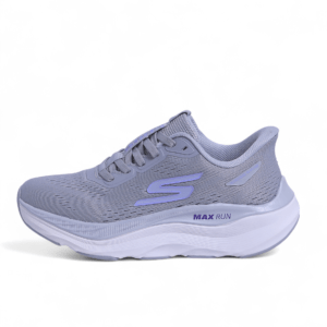 SKECHERS MAX-RUN SLIP-INS – Comfort & Performance in Grey x Purble
