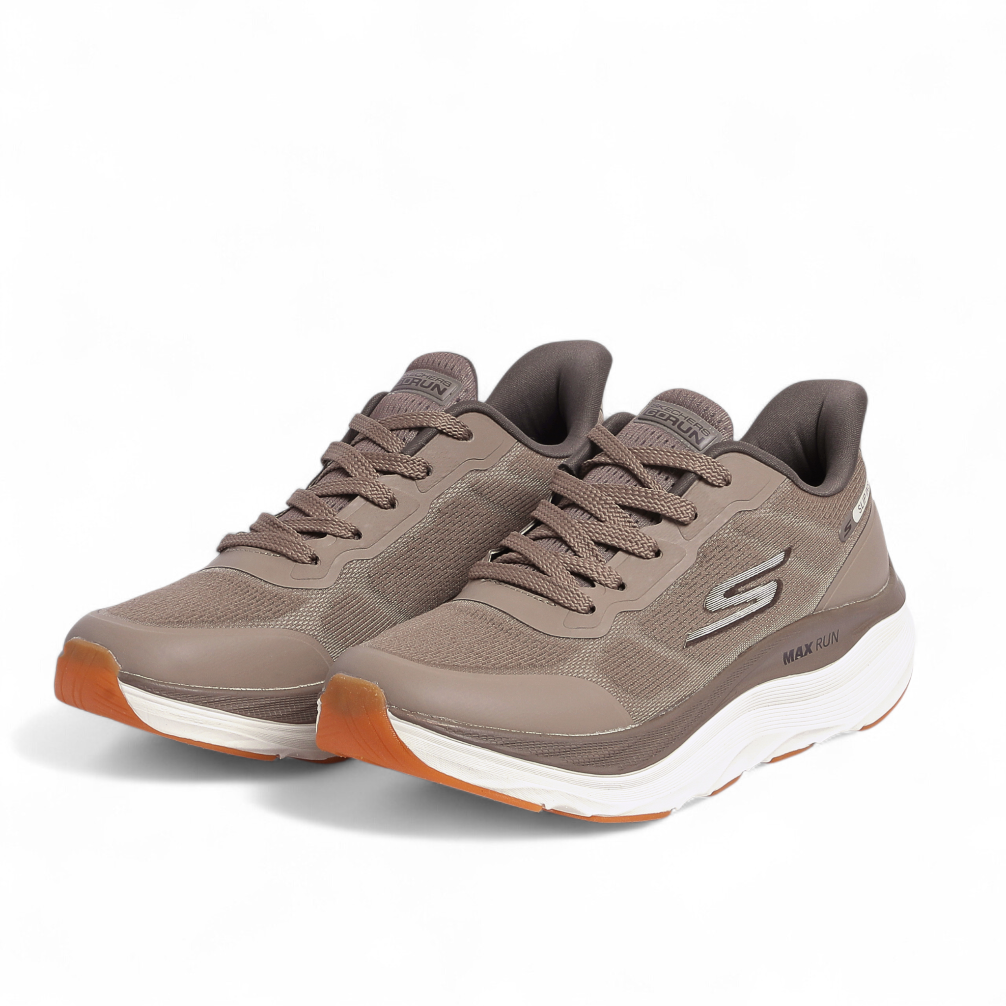 SKECHERS MAX-RUN SLIP-INS, Comfort & Performance in Beige - Image 2