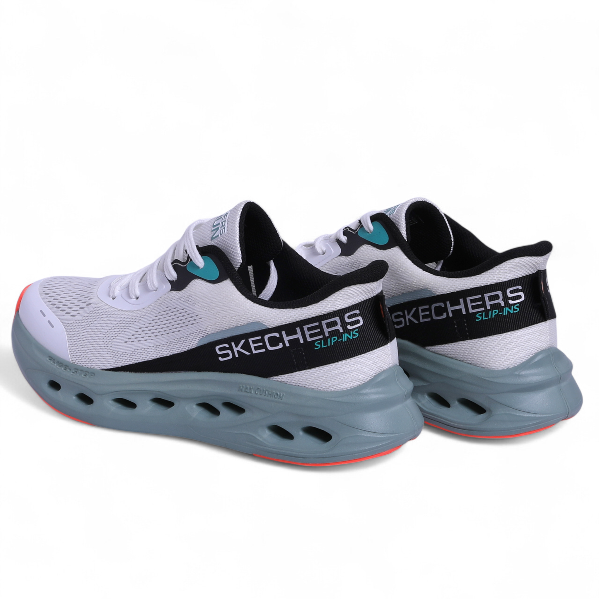 Skechers MAX CUSHIONING GLIDE-STEP – Smooth Comfort & Everyday Performance in White - Image 4