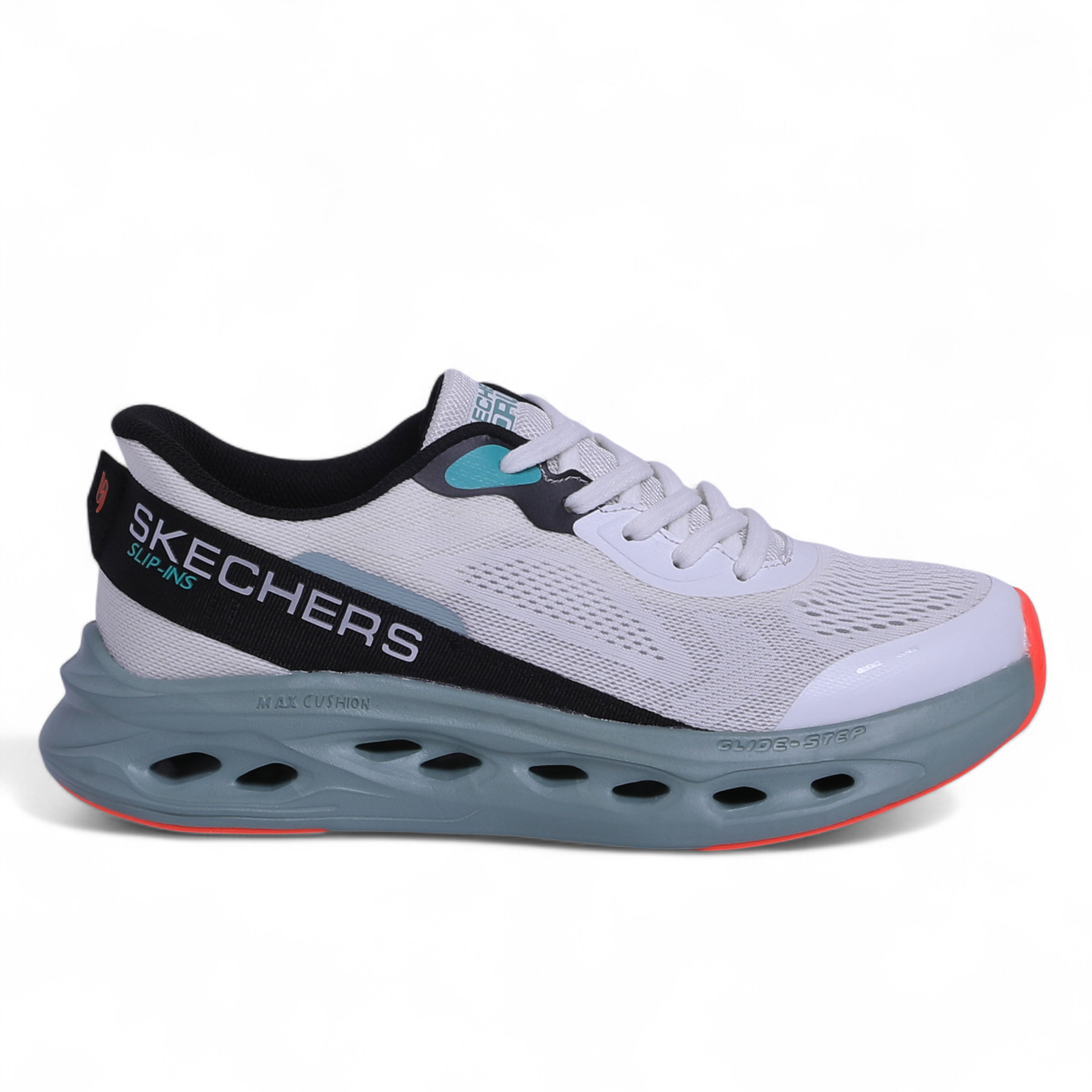 Skechers MAX CUSHIONING GLIDE-STEP – Smooth Comfort & Everyday Performance in White - Image 3