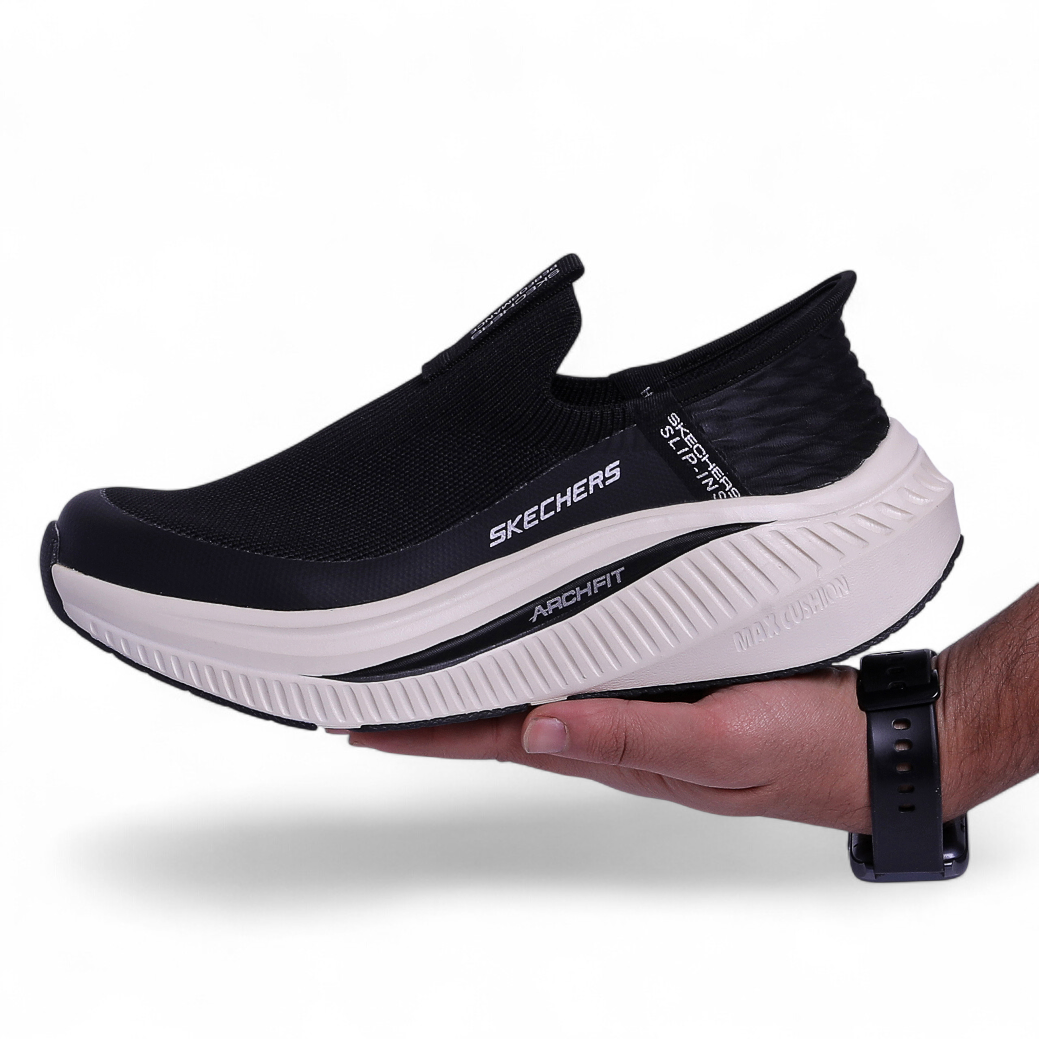 Skechers Arch Fit Max Cushion Slip-Ins – All-Day Comfort with Easy Slip-In Design in Black - Image 3