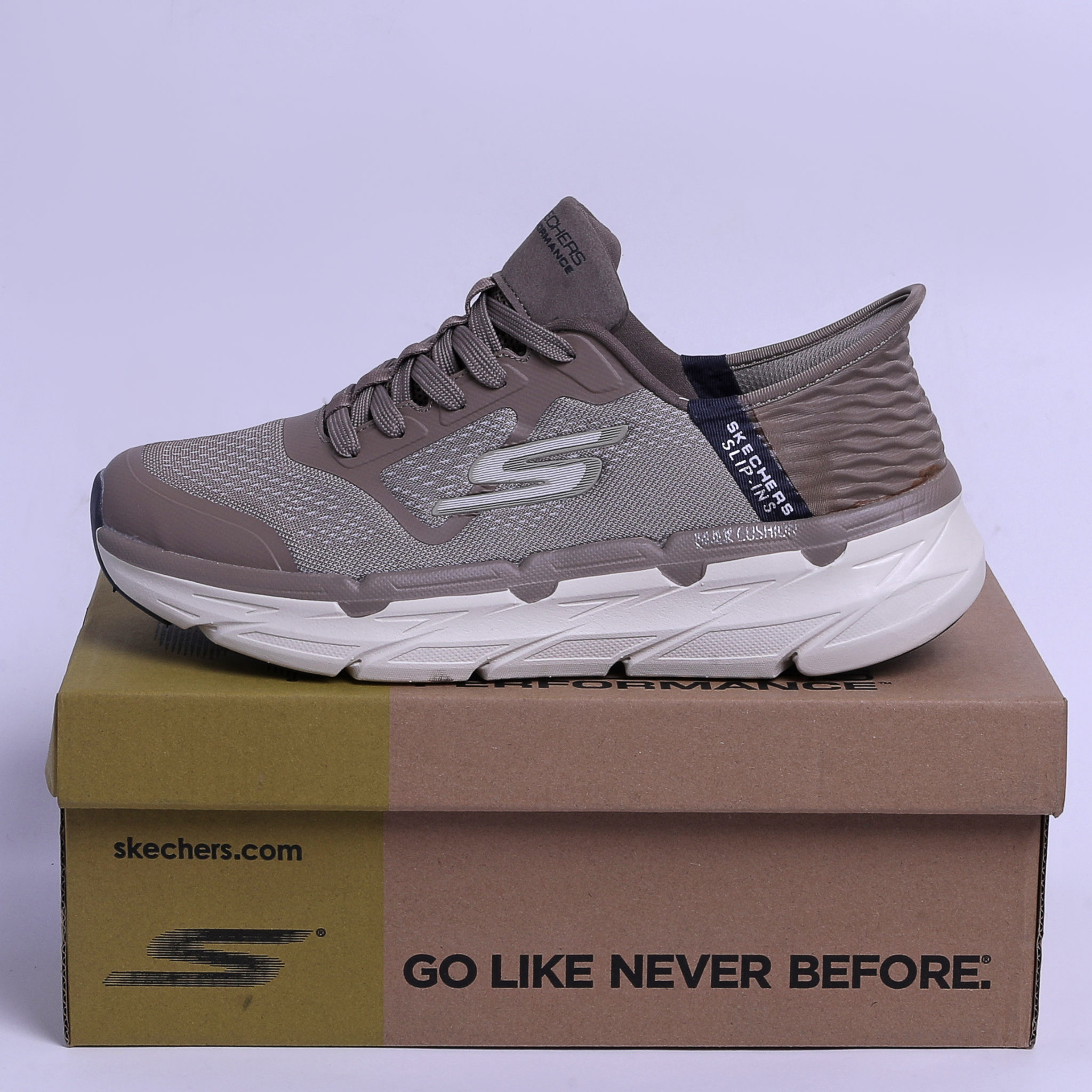 Skechers Max Cushioning Slip-ins – All-Day Comfort for Running, Walking & Athletic Life in Beige - Image 7