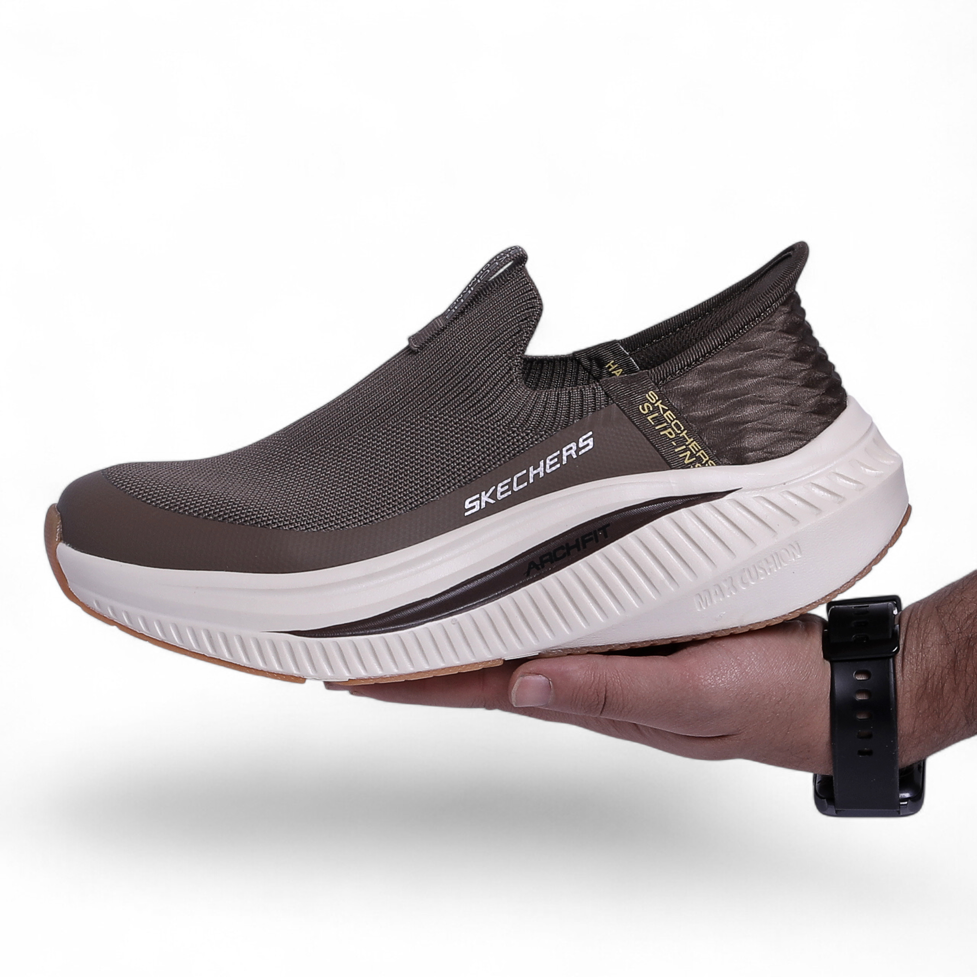 Skechers Arch Fit Max Cushion Slip-Ins – All-Day Comfort with Easy Slip-In Design in Brown - Image 3