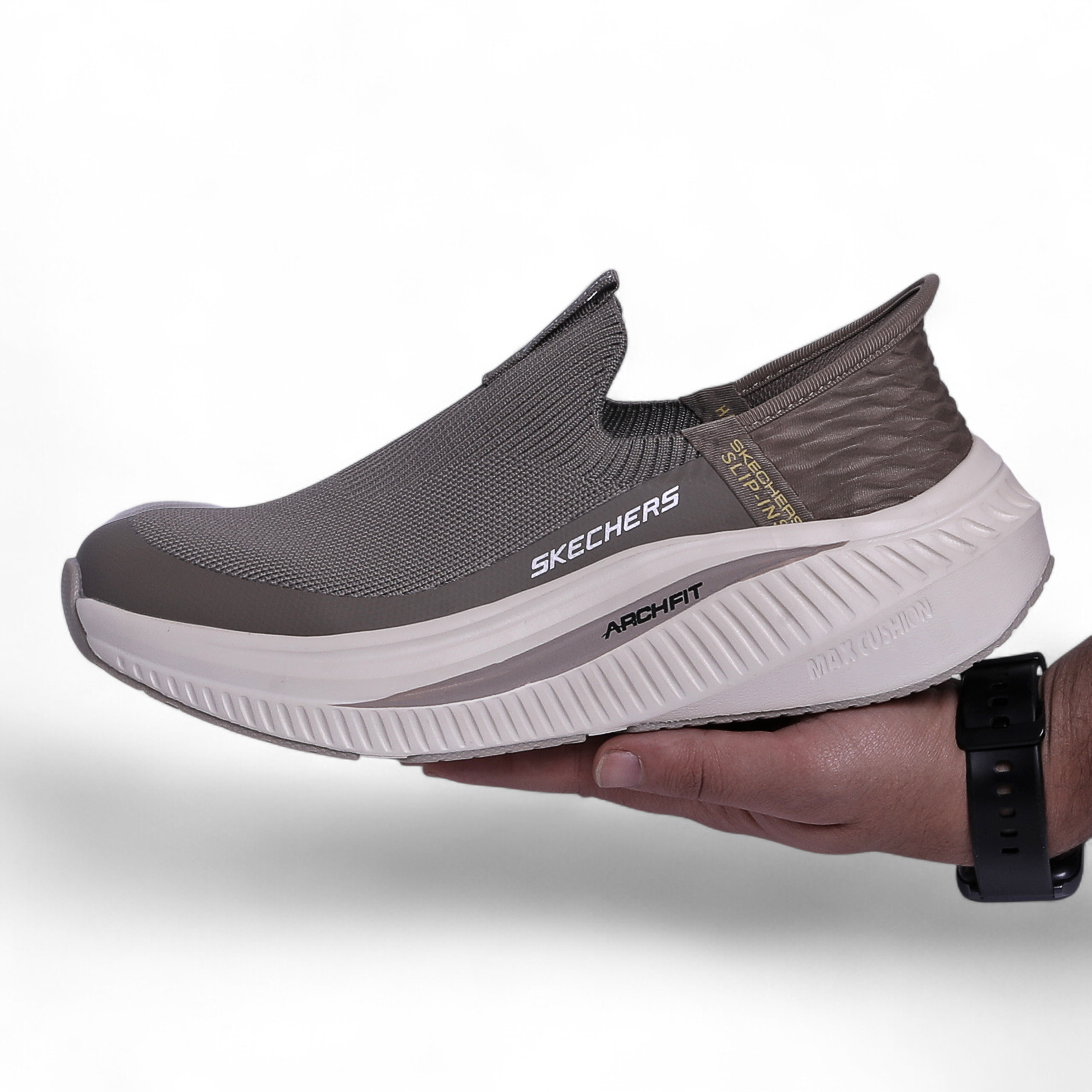 Skechers Arch Fit Max Cushion Slip-Ins – All-Day Comfort with Easy Slip-In Design in Beige - Image 3