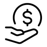 Circular arrows surrounding a dollar symbol